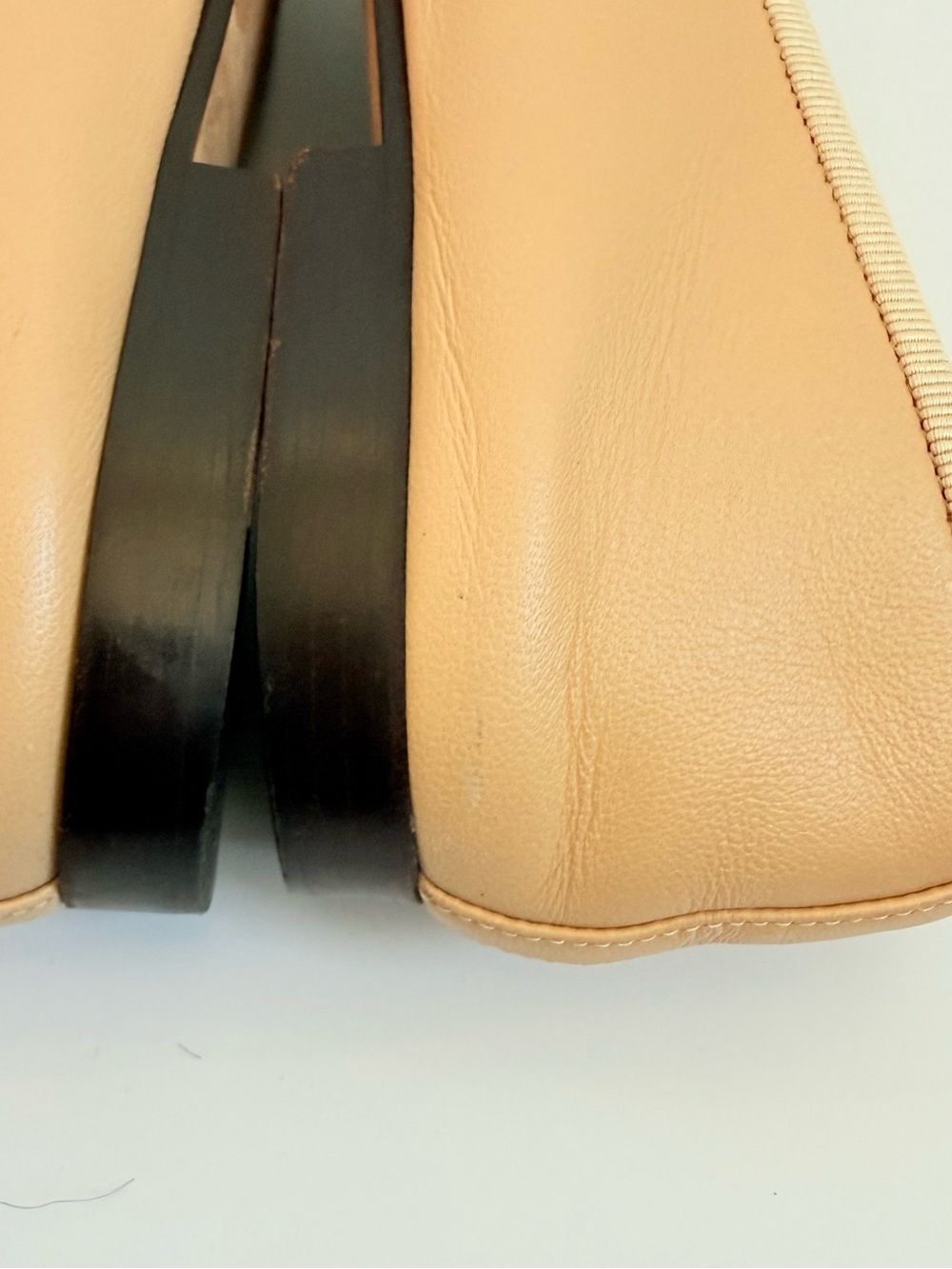 CHANEL Beige Black Cap Toe CC Logo Ballet Flats Lambskin Leather Shoes EU 38 - Picture 10 of 10